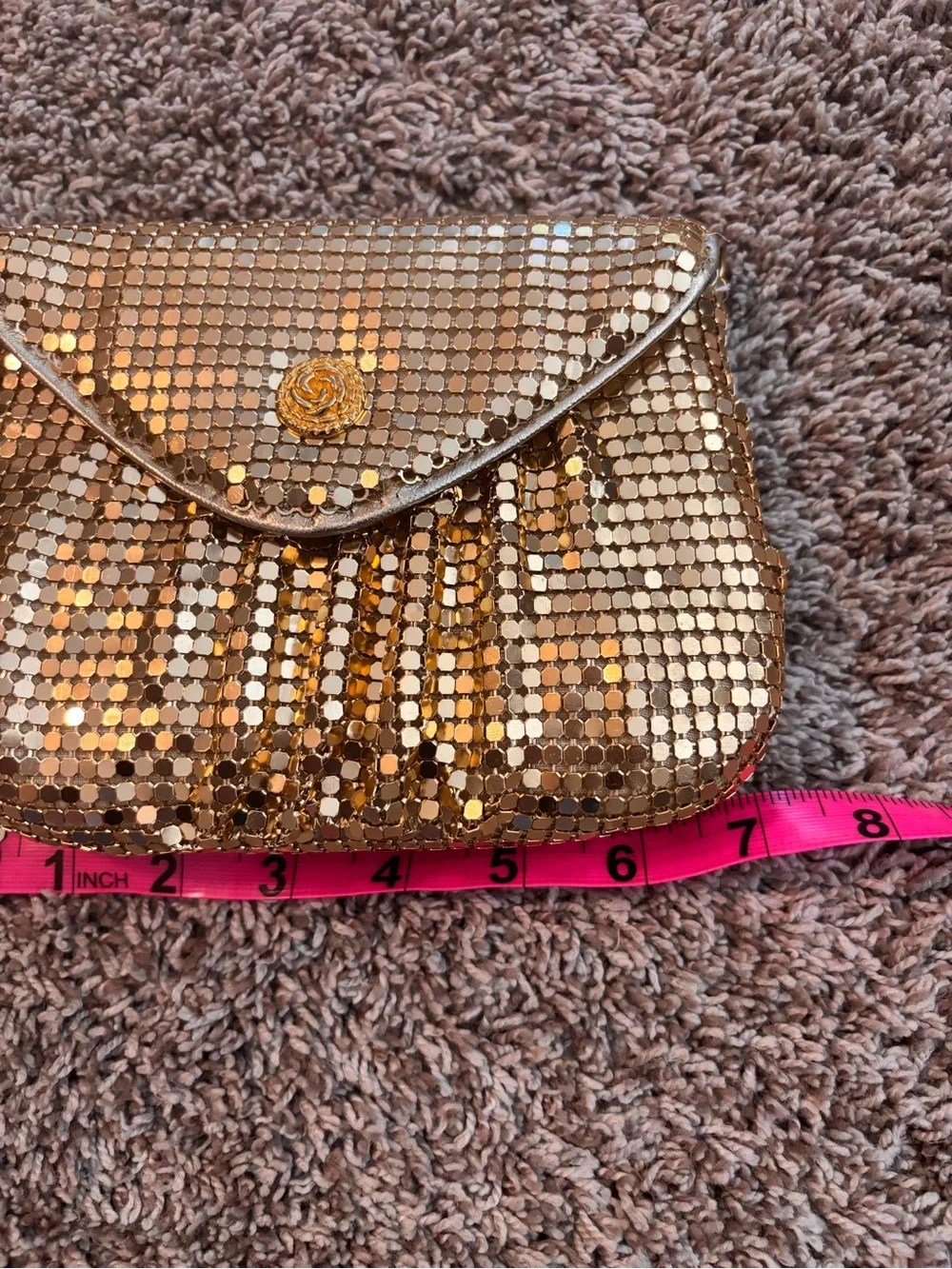 Vintage Gold Mesh Chain-Shoulder Purse Glam Hollywood Y2K Wedding Cocktail